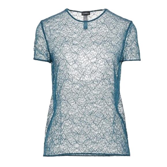 La Perla Tops - La Perla Blue Lace Short Sleeve Tee